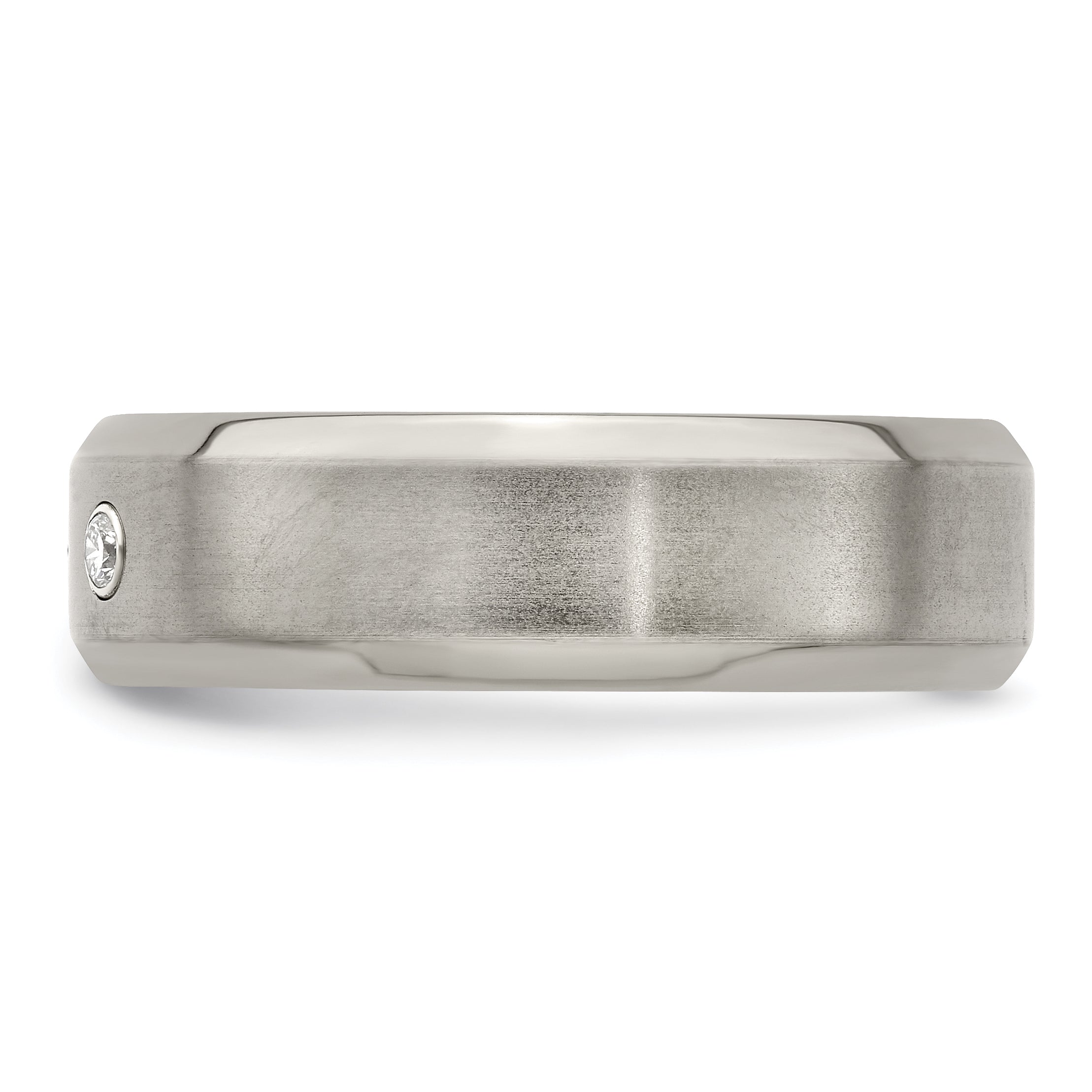 Edward Mirell Titanium Beveled .09 ct Dia With Sterling Silver Bezel Band