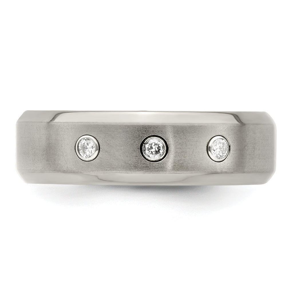 Edward Mirell Titanium Beveled .09 ct Dia With Sterling Silver Bezel Band