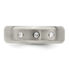 Edward Mirell Titanium Beveled .09 ct Dia With Sterling Silver Bezel Band