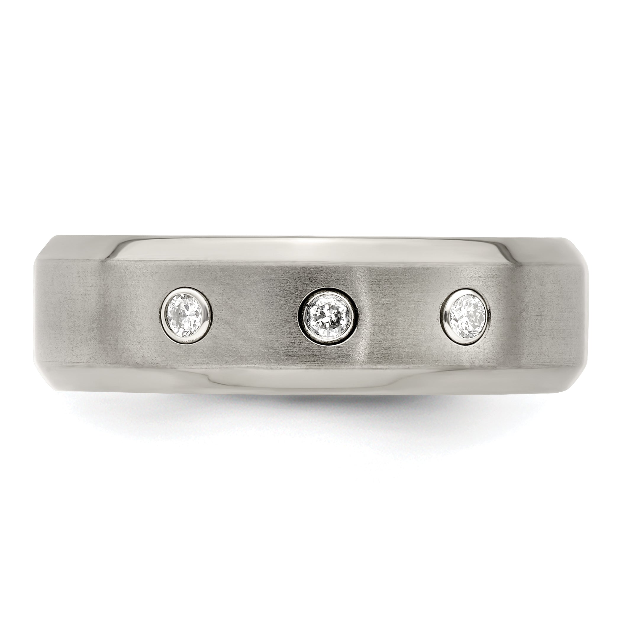 Edward Mirell Titanium Beveled .09 ct Dia With Sterling Silver Bezel Band