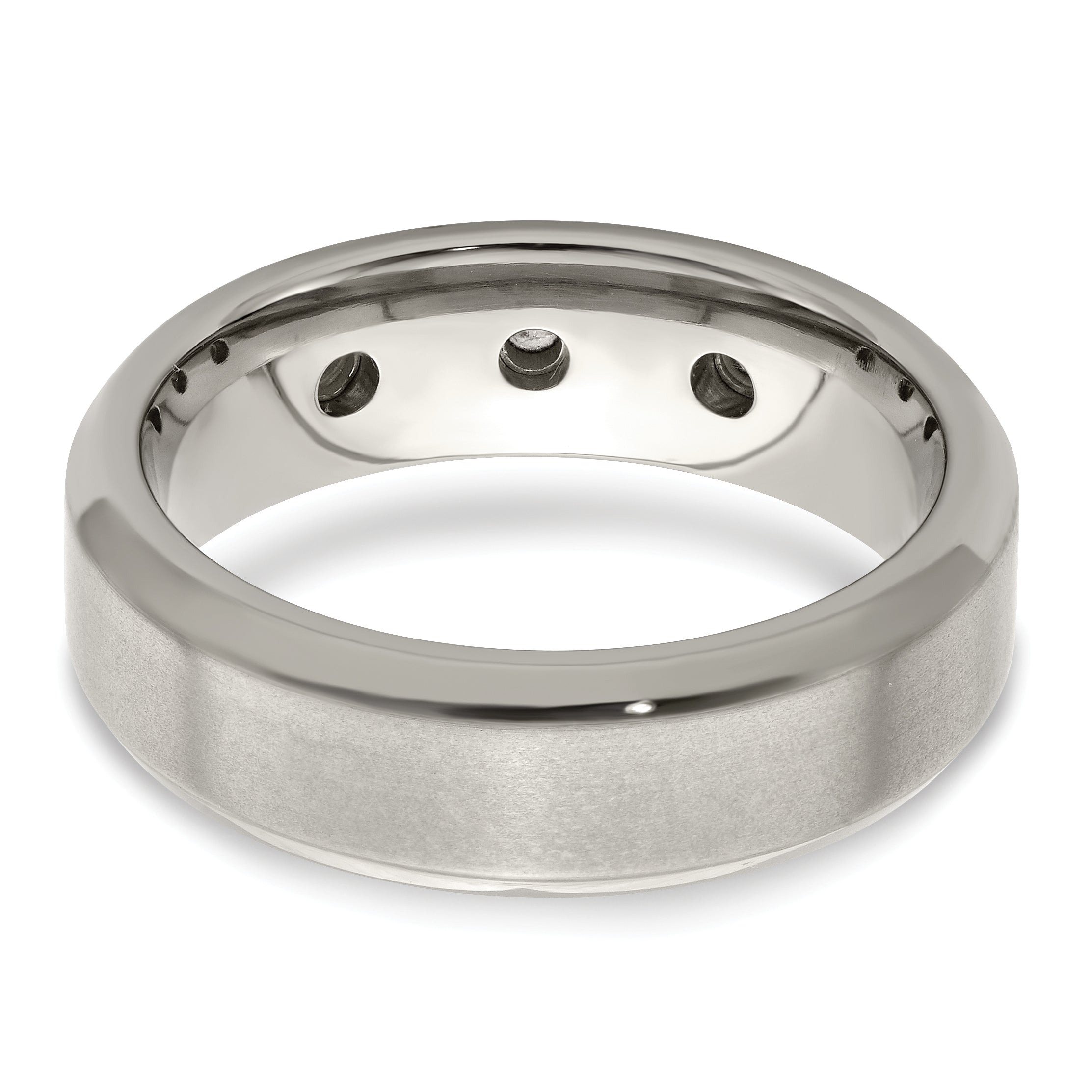 Edward Mirell Titanium Beveled .09 ct Dia With Sterling Silver Bezel Band