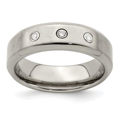 Edward Mirell Titanium Beveled .09 ct Dia With Sterling Silver Bezel Band