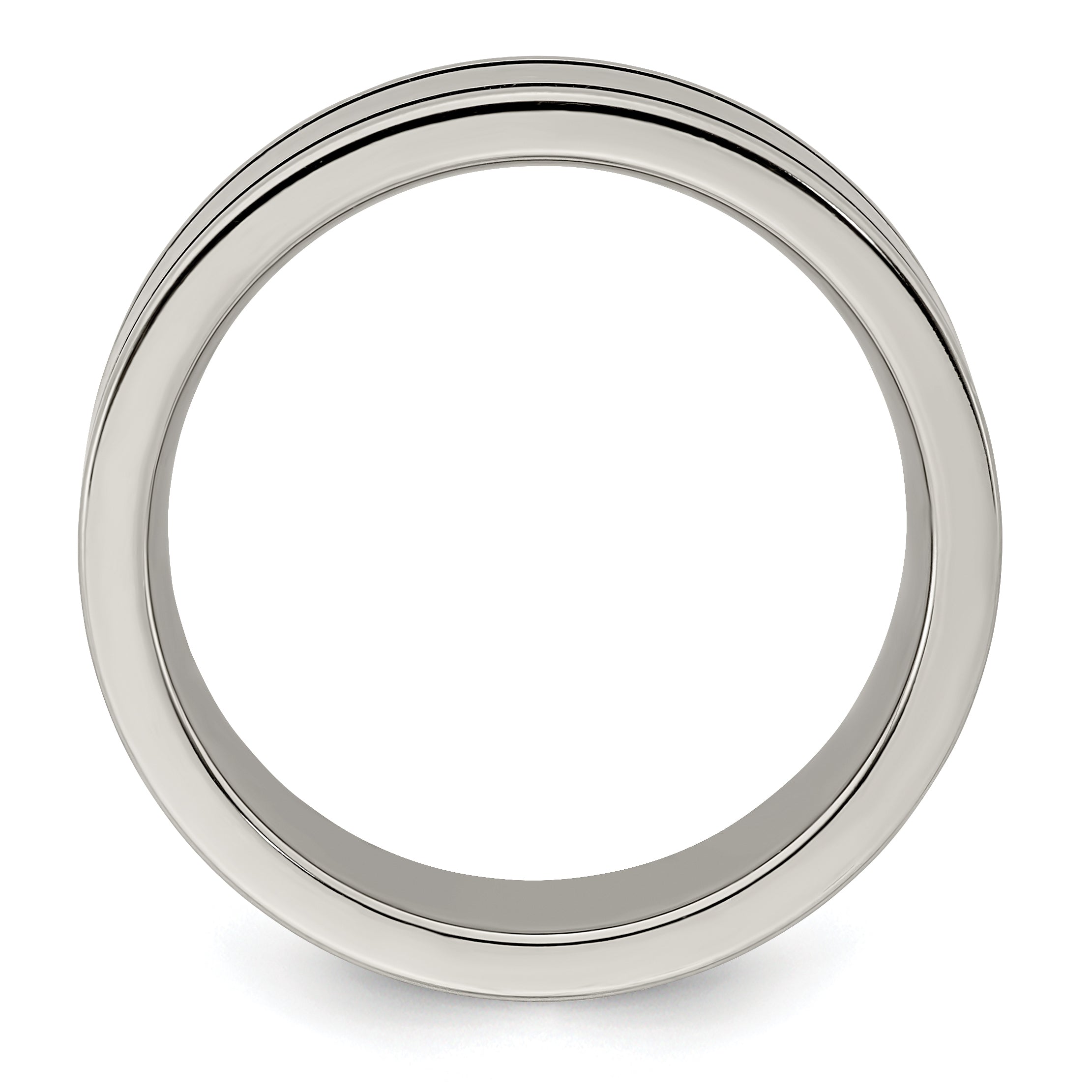 Edward Mirell Titanium Brushed with Blue Anodized Double Groove Flat 8mm Band Secondary image