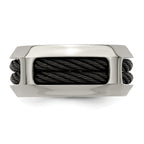 Edward Mirell Stainless Steel and Black Ti Double Cable 10.75mm Band
