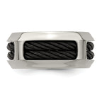 Edward Mirell Stainless Steel and Black Ti Double Cable 10.75mm Band