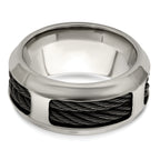 Edward Mirell Stainless Steel and Black Ti Double Cable 10.75mm Band