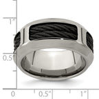 Edward Mirell Stainless Steel and Black Ti Double Cable 10.75mm Band