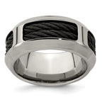 Edward Mirell Stainless Steel and Black Ti Double Cable 10.75mm Band