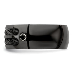 Edward Mirell Black Ti Cable & Spinel Sterling Silver Bezel 9.5mm Band