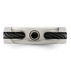 Edward Mirell Titanium Cable and Black Spinel with Sterling Silver Bezel 7mm Band