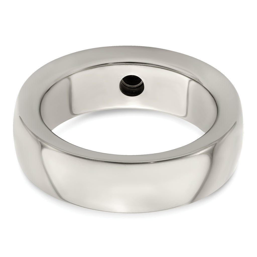 Edward Mirell Titanium Cable and Black Spinel with Sterling Silver Bezel 7mm Band
