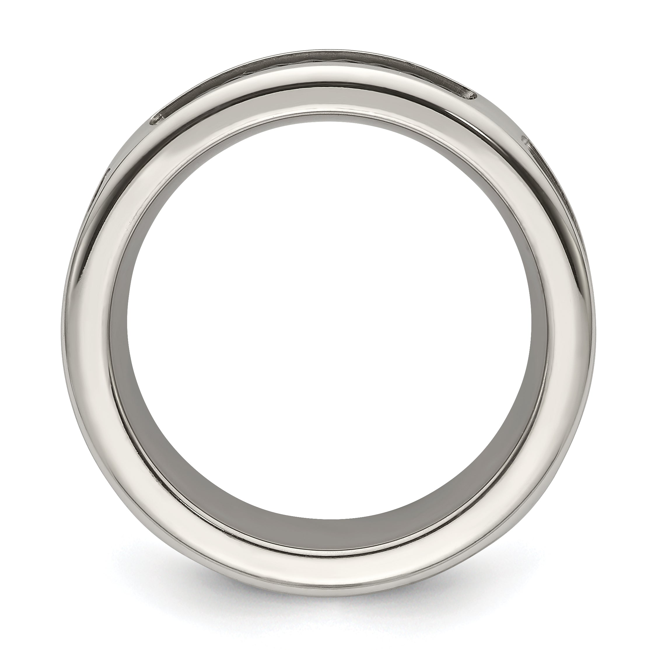 Edward Mirell Stainless Steel and Black Ti Cable Edge Polished Concave 10mm Band Secondary image