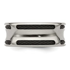 Edward Mirell Stainless Steel and Black Ti Cable Edge Polished Concave 10mm Band
