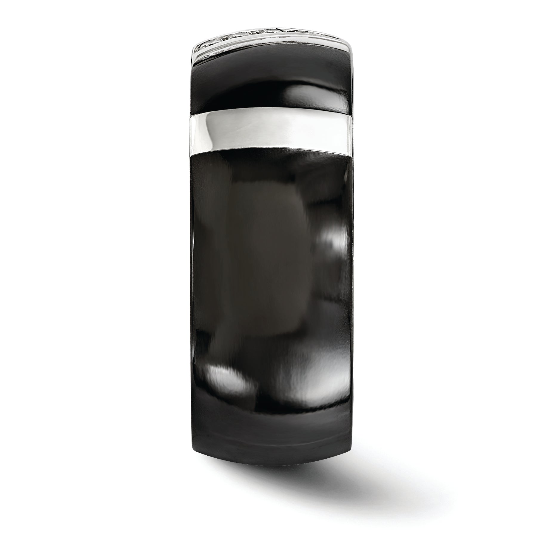 Edward Mirell BlackTi & Sterling Silver .10ctw Diamond Polished 10mm Ring Secondary image
