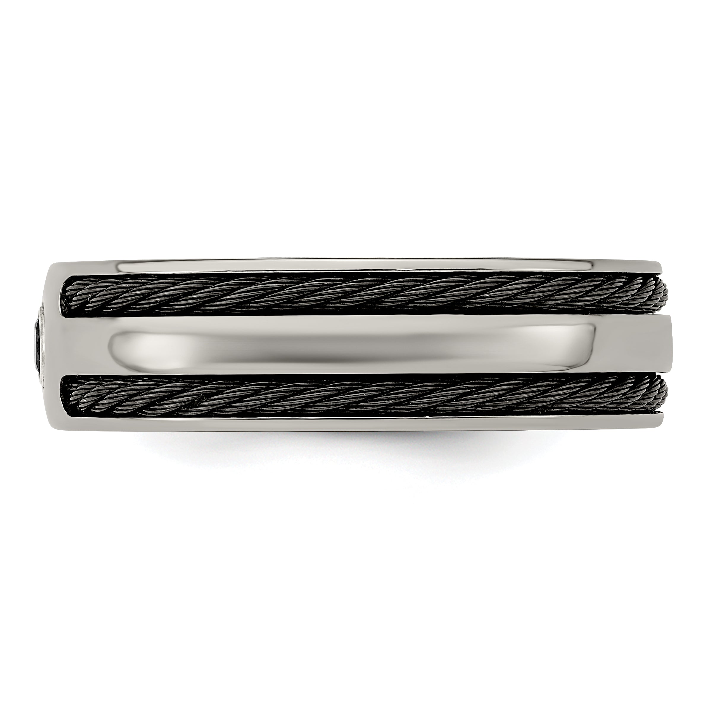 Edward Mirell Titanium Spinel With Argentium Silver Bezel & Cable 7mm Ring