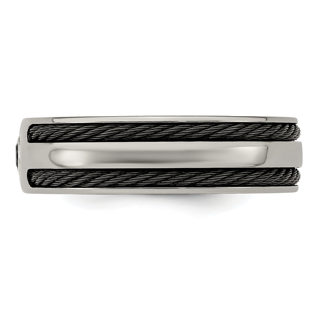 Edward Mirell Titanium Spinel With Argentium Silver Bezel & Cable 7mm Ring