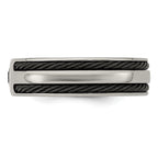 Edward Mirell Titanium Spinel With Argentium Silver Bezel & Cable 7mm Ring