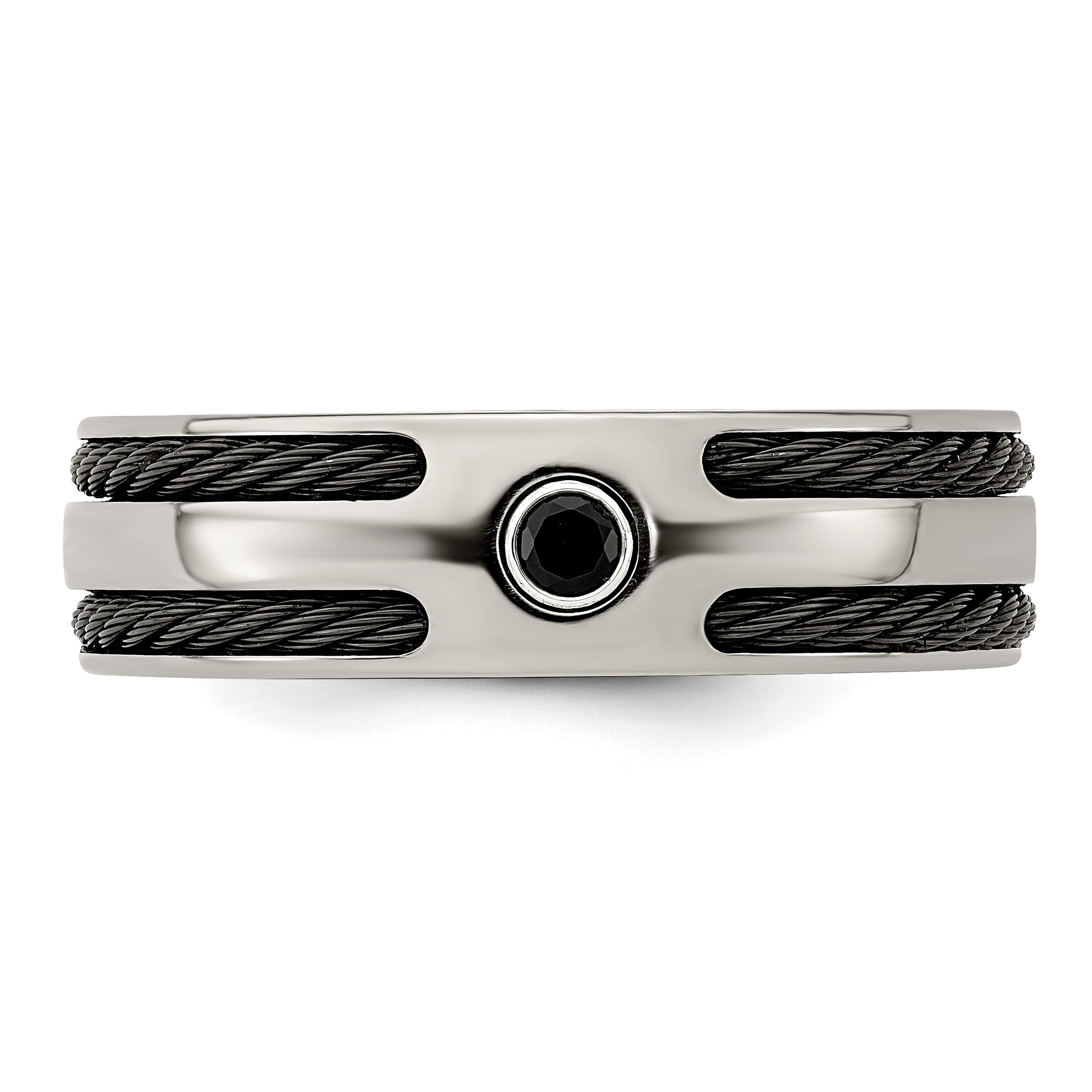 Edward Mirell Titanium Spinel With Argentium Silver Bezel & Cable 7mm Ring