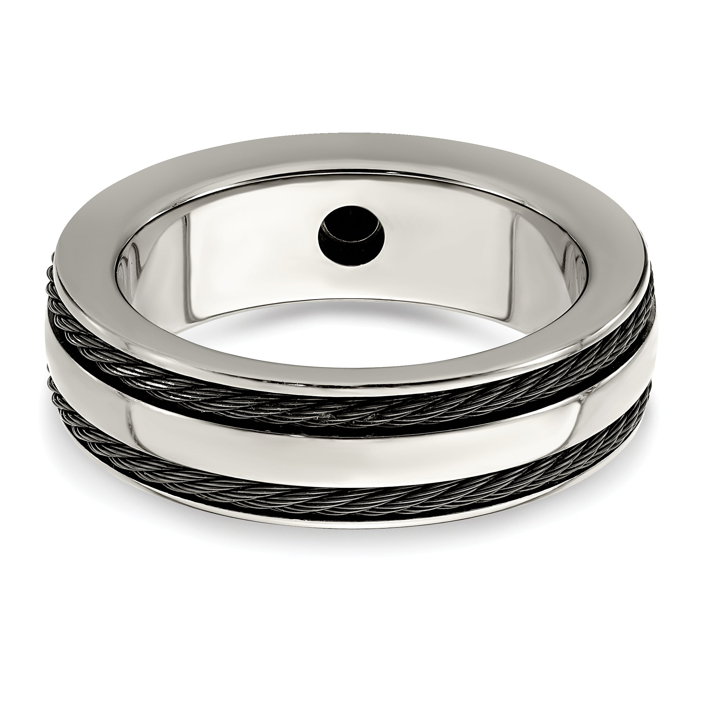 Edward Mirell Titanium Spinel With Argentium Silver Bezel & Cable 7mm Ring