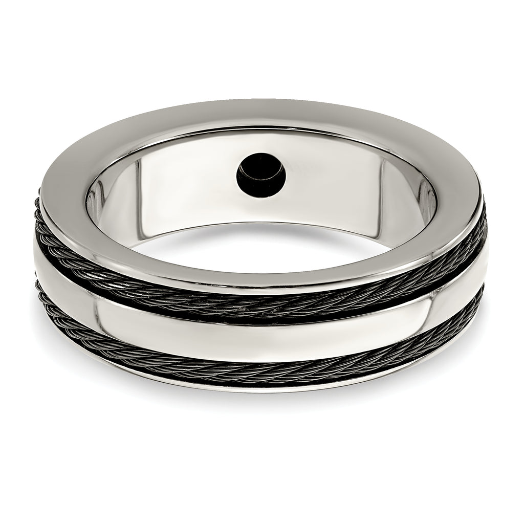Edward Mirell Titanium Spinel With Argentium Silver Bezel & Cable 7mm Ring