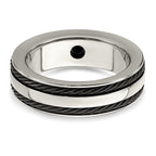 Edward Mirell Titanium Spinel With Argentium Silver Bezel & Cable 7mm Ring