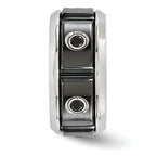 Edward Mirell Black Ti Stainless Steel Silver Bezel Black Spinel Ring
