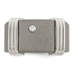Edward Mirell Titanium & Argentium Sterling Silver .06ct Dia Signet Ring