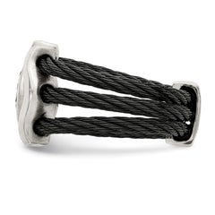 Edward Mirell Black Ti With Sterling Silver Black Spinel Cable Flexible Ring