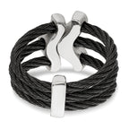 Edward Mirell Black Ti With Sterling Silver Black Spinel Cable Flexible Ring