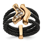 Edward Mirell Black Ti & Bronze Cable White Sapphire Cable Flexible Ring