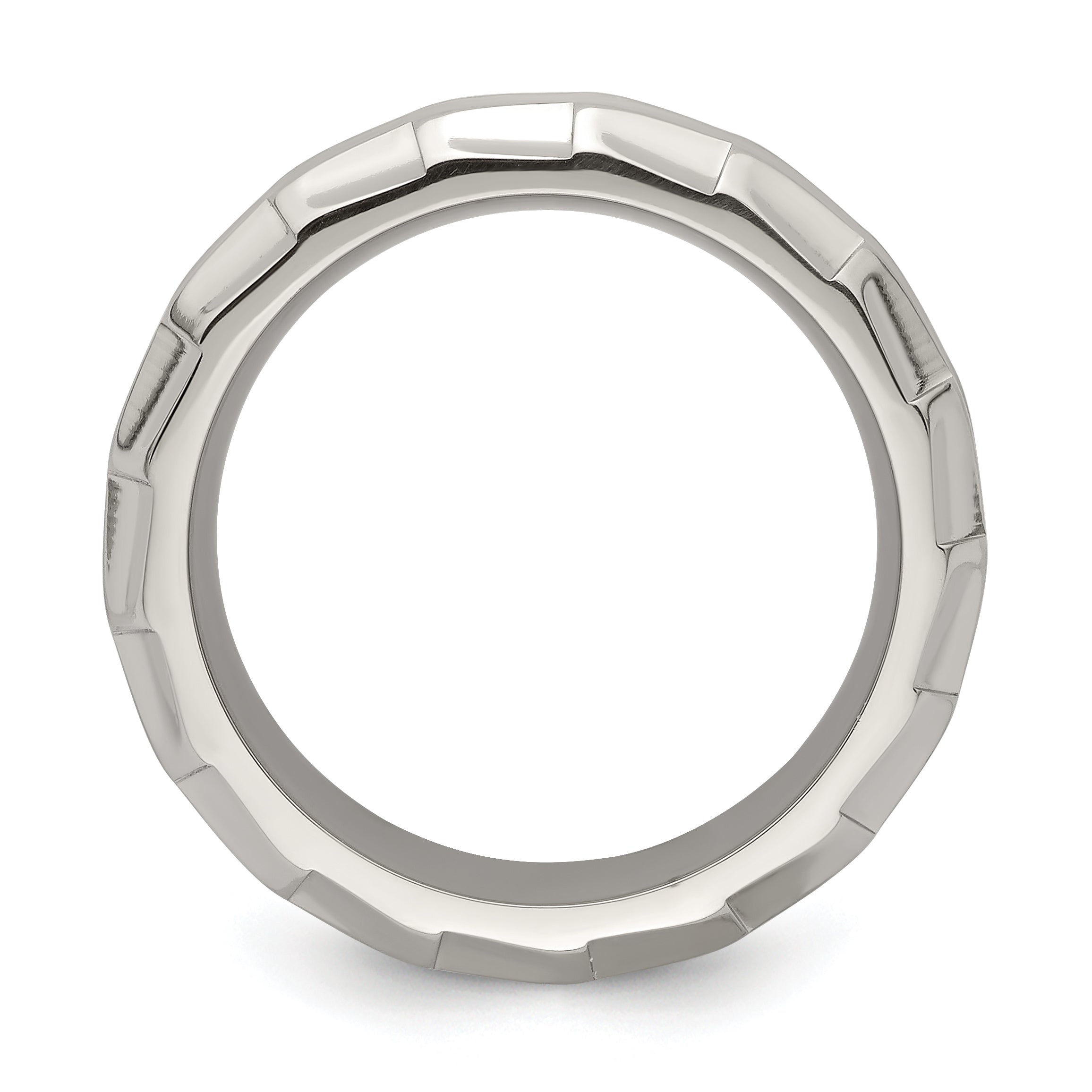 Edward Mirell Titanium Faceted Edge Brushed/Polished 8mm Concave Band Size 10.5