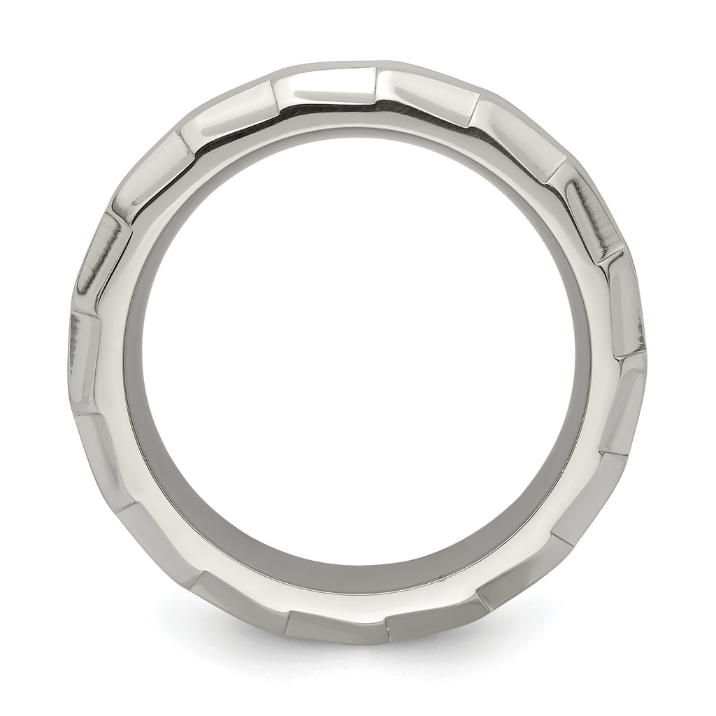 Edward Mirell Titanium Faceted Edge Brushed/Polished 8mm Concave Band Size 10.5