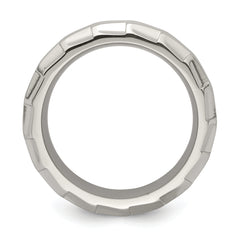 Edward Mirell Titanium Faceted Edge Brushed/Polished 8mm Concave Band Size 10.5