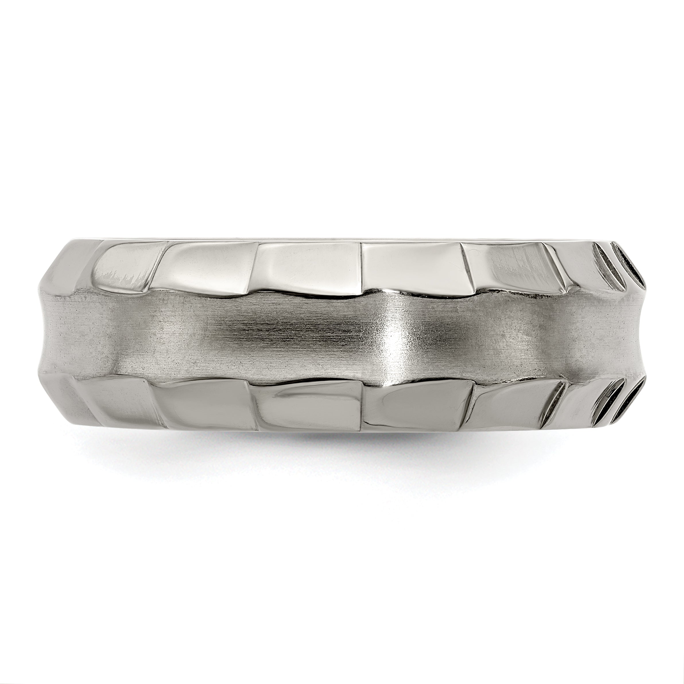 Edward Mirell Titanium Faceted Edge Brushed/Polished 8mm Concave Band Size 10.5