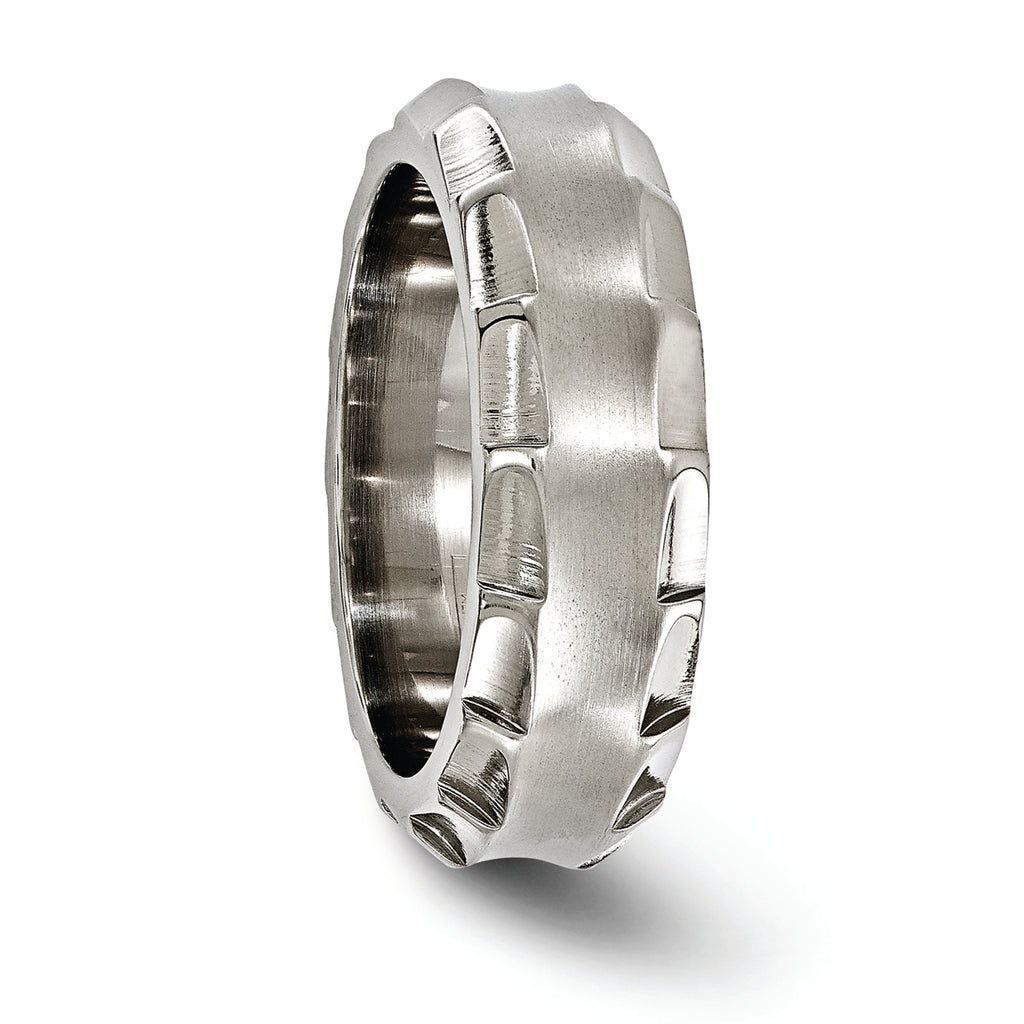 Edward Mirell Titanium Faceted Edge Brushed/Polished 8mm Concave Band Size 10.5