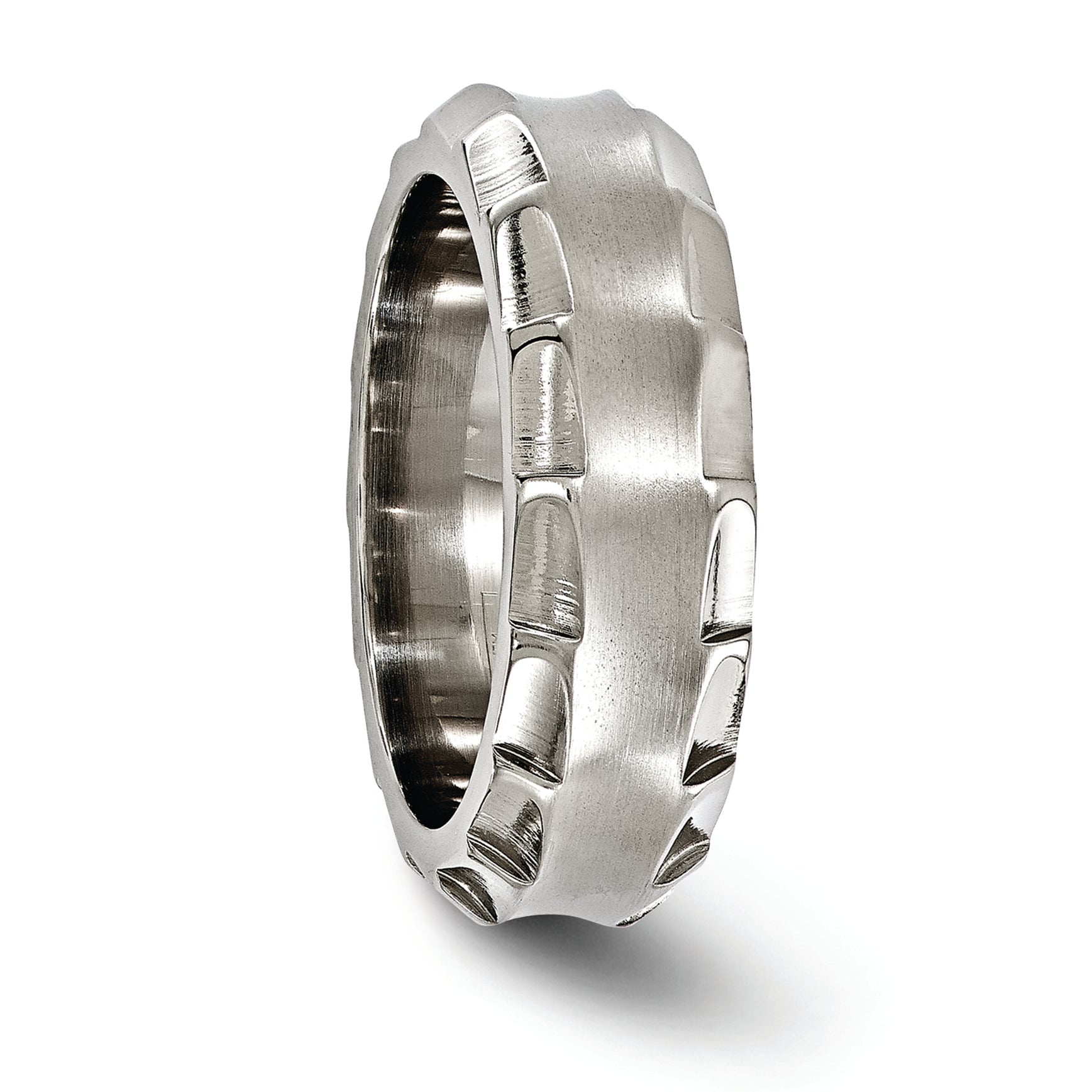 Edward Mirell Titanium Faceted Edge Brushed/Polished 8mm Concave Band Size 10.5