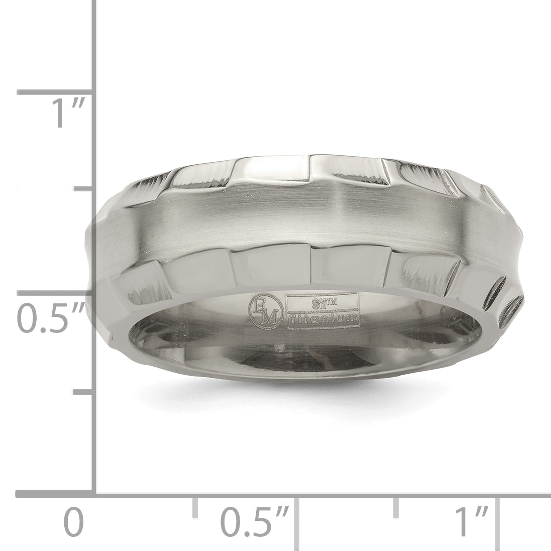 Edward Mirell Titanium Faceted Edge Brushed/Polished 8mm Concave Band Size 10.5