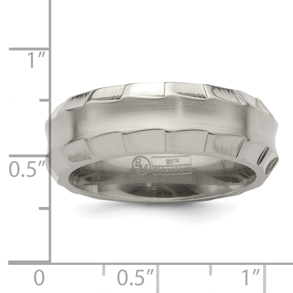 Edward Mirell Titanium Faceted Edge Brushed/Polished 8mm Concave Band Size 10.5