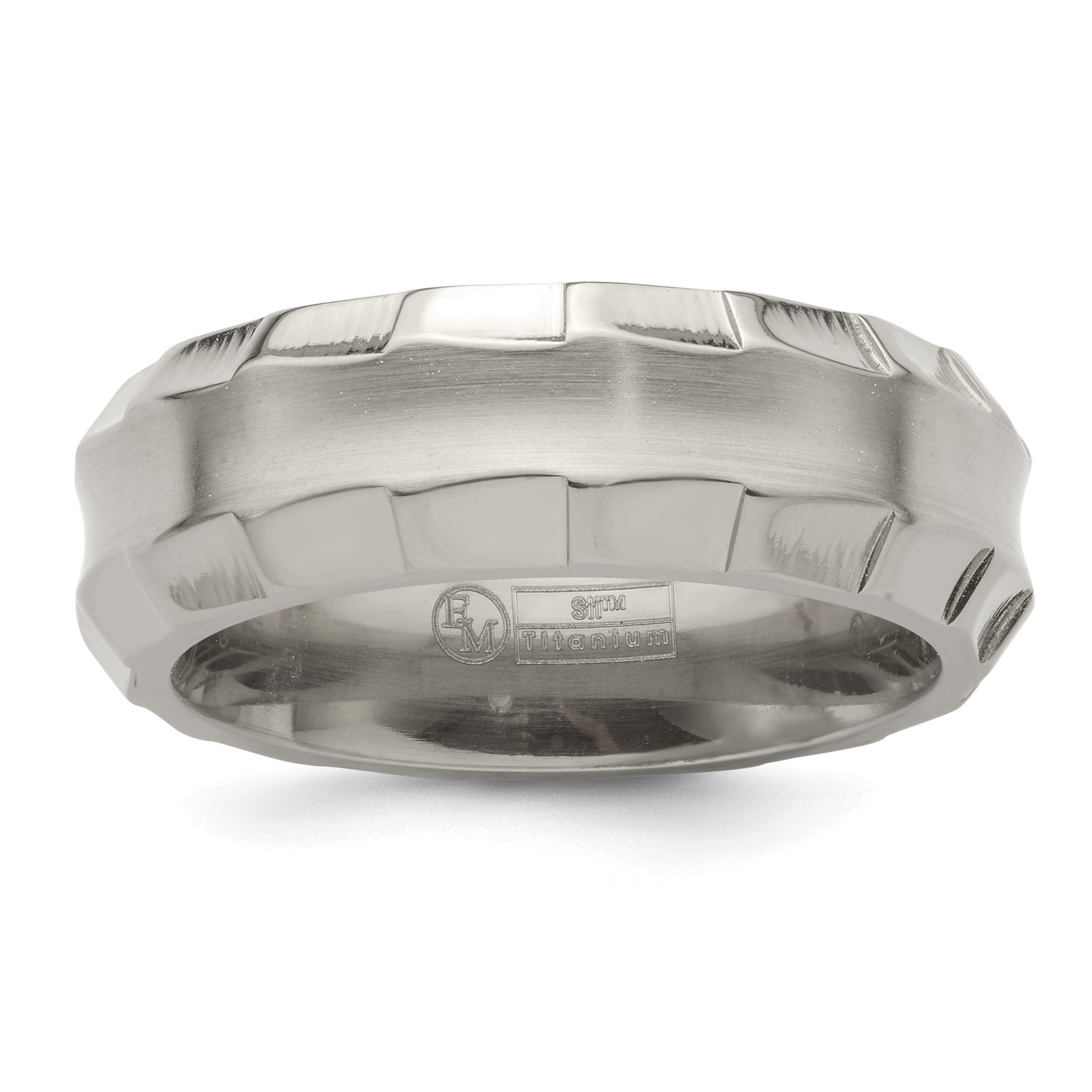 Edward Mirell Titanium Faceted Edge Brushed/Polished 8mm Concave Band Size 10.5