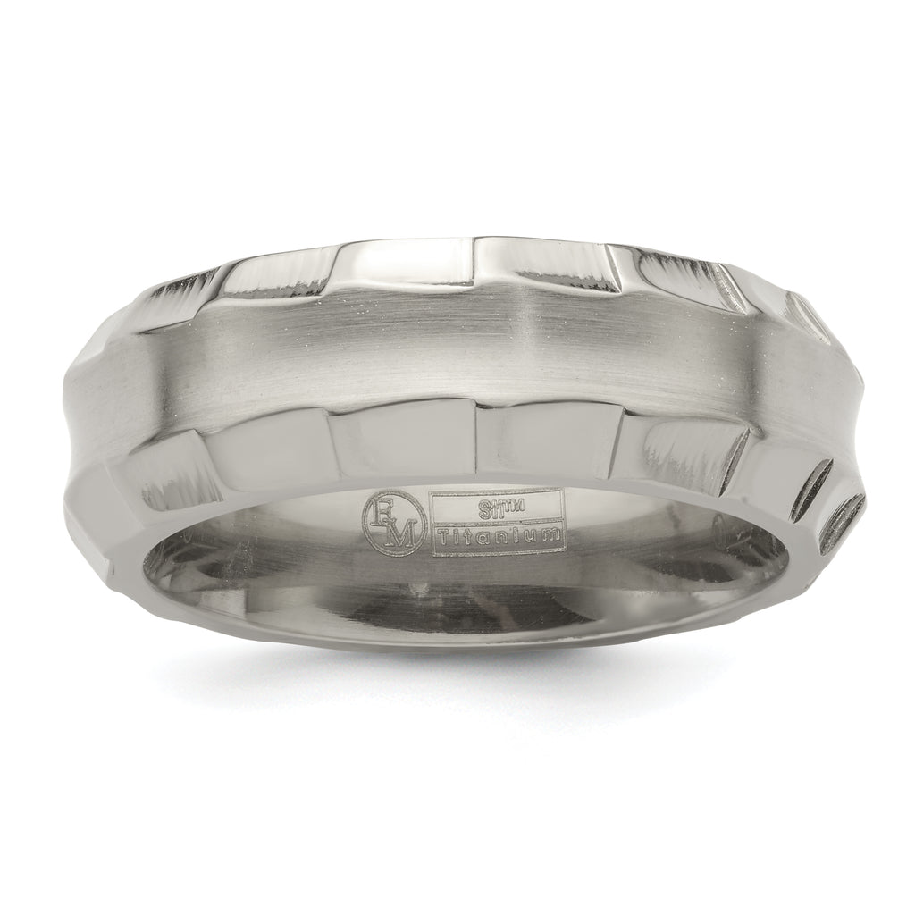 Edward Mirell Titanium Faceted Edge Brushed/Polished 8mm Concave Band Size 10.5