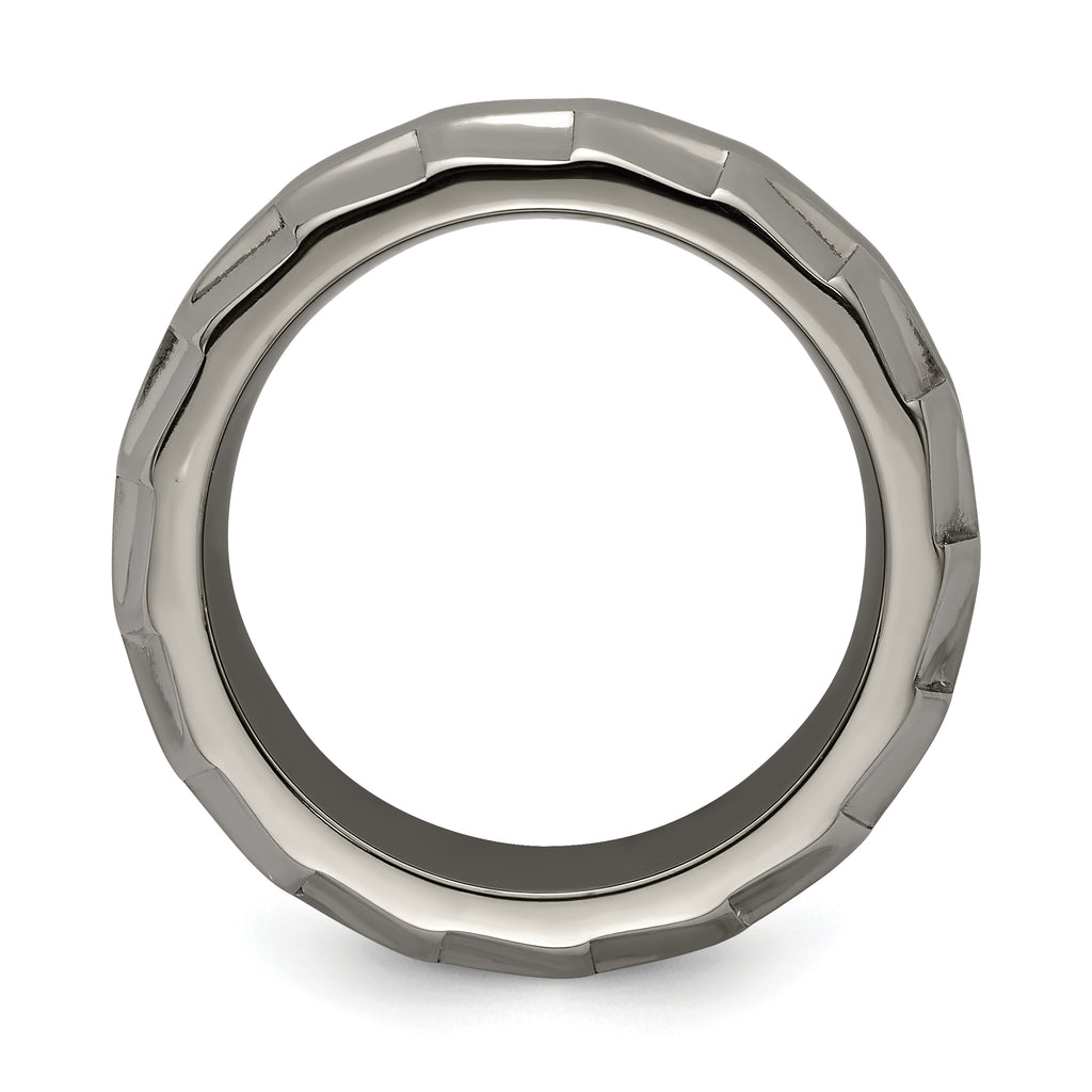 Edward Mirell Titanium Faceted Edge Brushed/Polished 12mm Concave Band