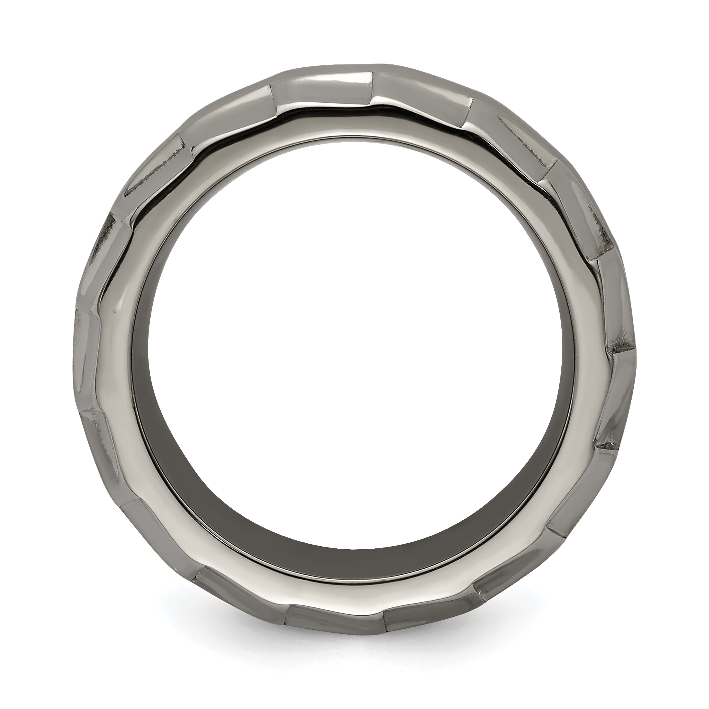 Edward Mirell Titanium Faceted Edge Brushed/Polished 12mm Concave Band