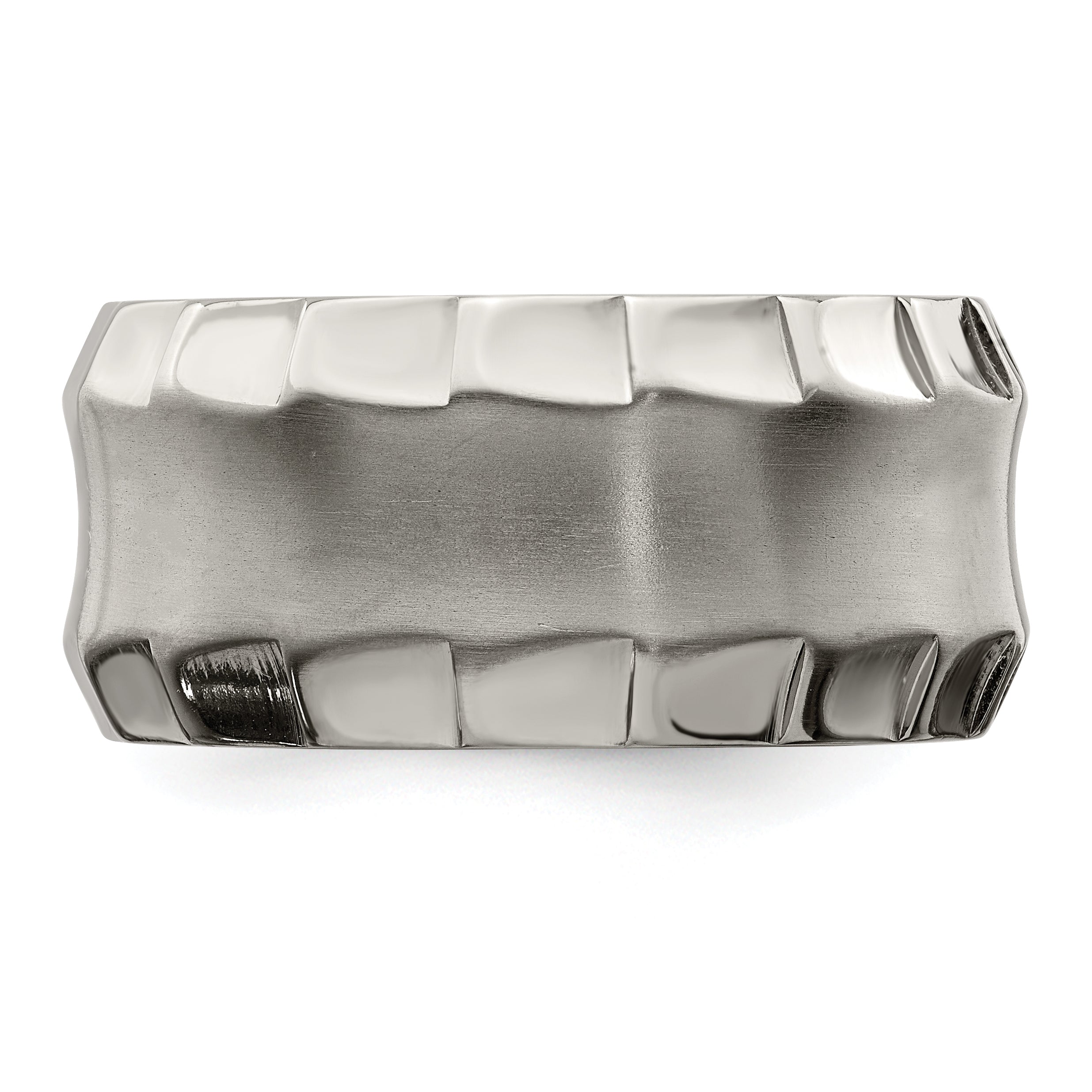 Edward Mirell Titanium Faceted Edge Brushed & Polished 12mm Ring