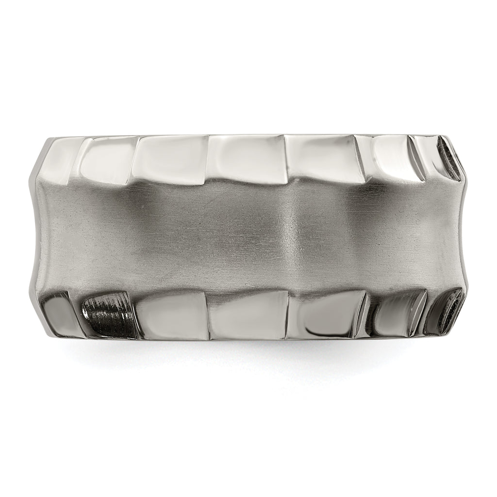 Edward Mirell Titanium Faceted Edge Brushed/Polished 12mm Concave Band