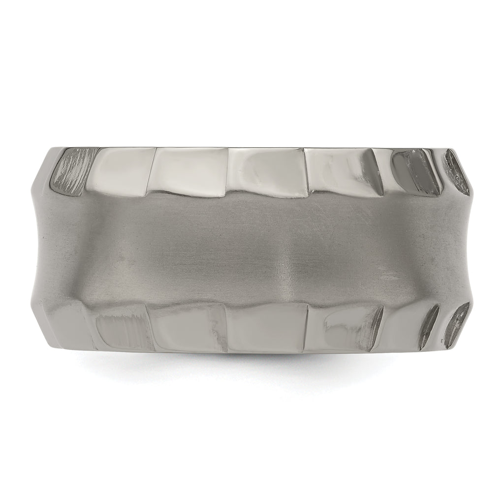 Edward Mirell Titanium Faceted Edge Brushed/Polished 12mm Concave Band