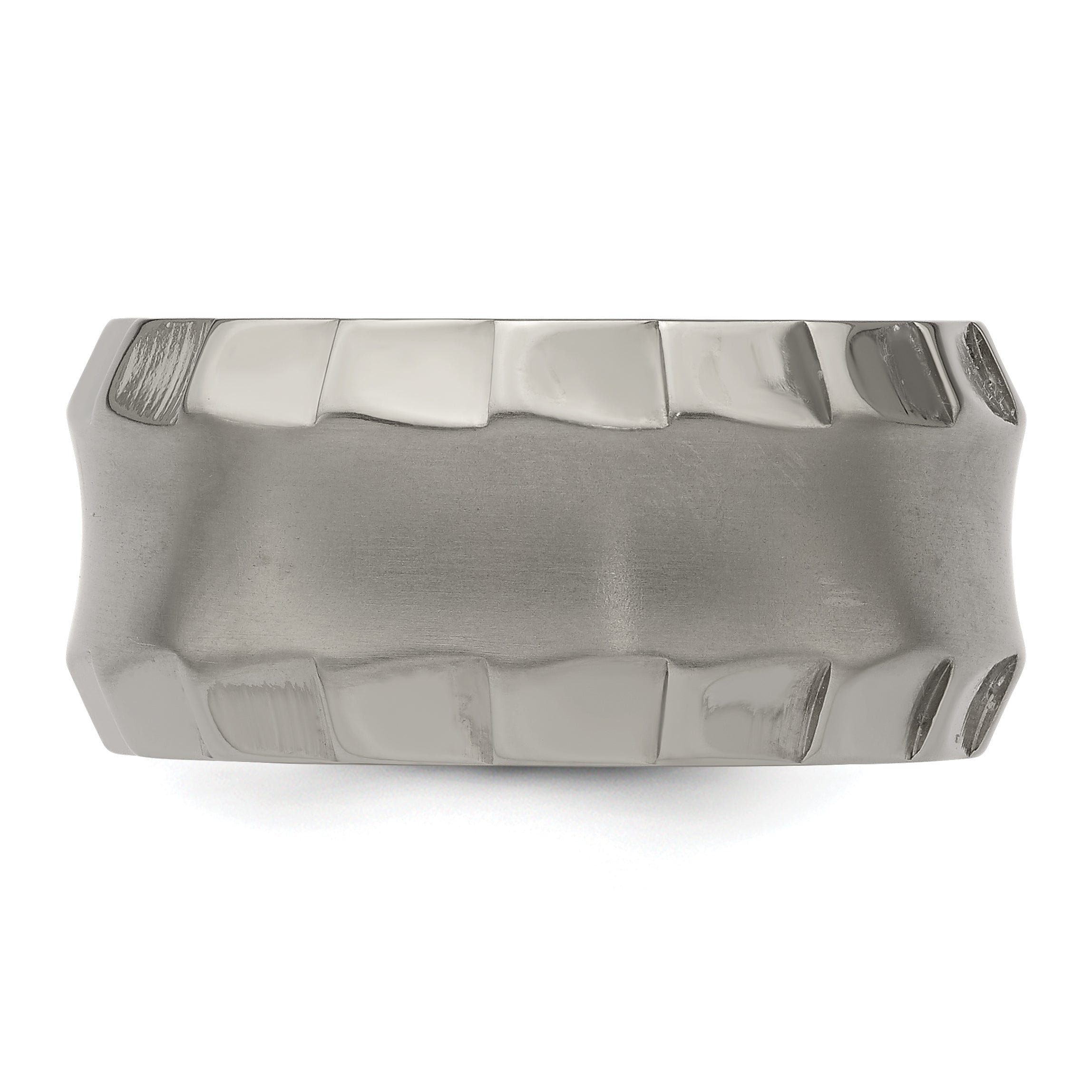 Edward Mirell Titanium Faceted Edge Brushed/Polished 12mm Concave Band