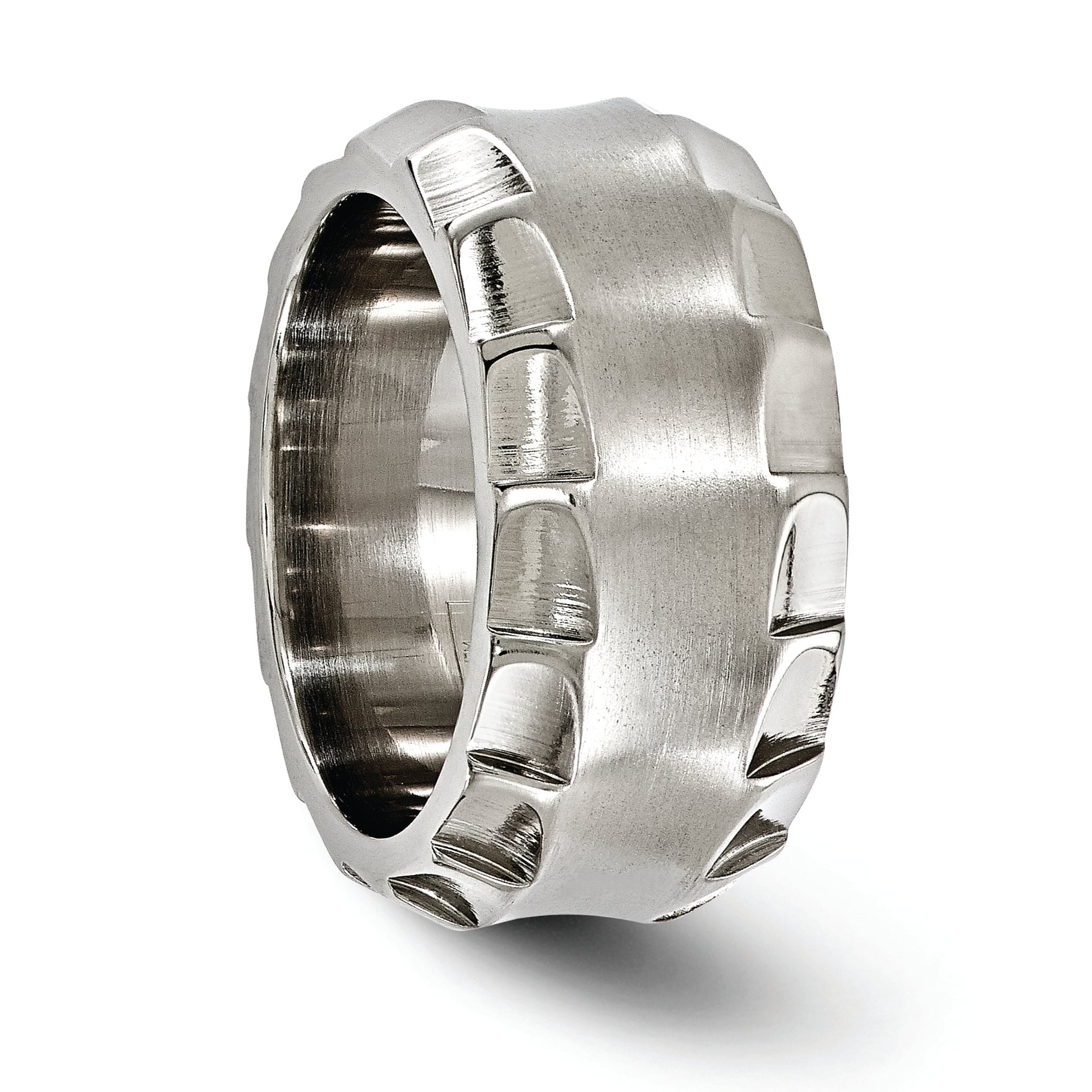 Edward Mirell Titanium Faceted Edge Brushed/Polished 12mm Concave Band