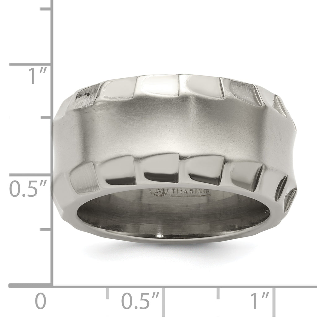 Edward Mirell Titanium Faceted Edge Brushed/Polished 12mm Concave Band