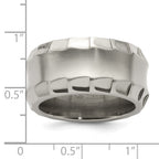 Edward Mirell Titanium Faceted Edge Brushed/Polished 12mm Concave Band