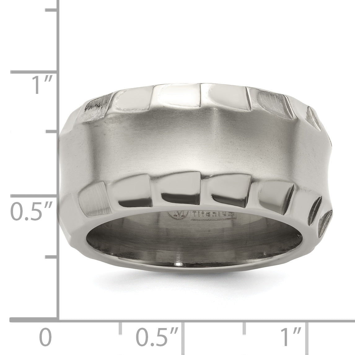 Edward Mirell Titanium Faceted Edge Brushed/Polished 12mm Concave Band